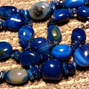 VINTAGE NEW CONDITION LAPIS LAZULU NATURAL STONE POLISHED. SPECTACULAR NECKLACE!